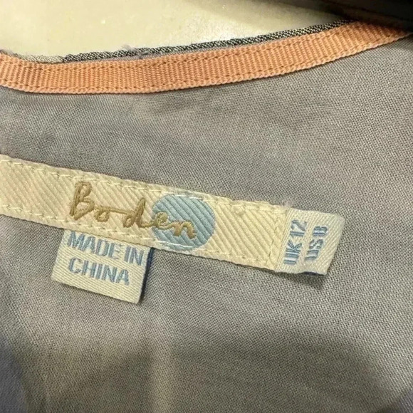 Boden linen blend sleeveless top blue w/ white polka dots size 8 - Picture 5 of 7